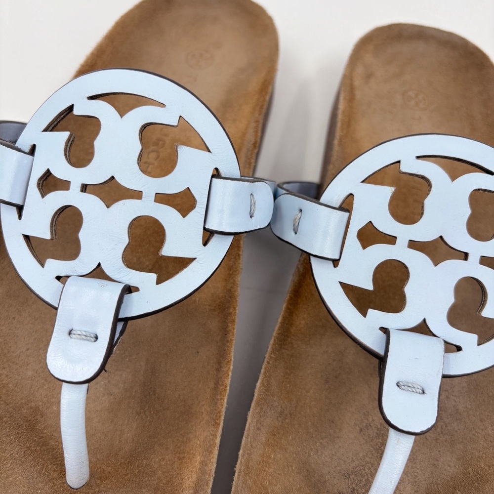 TORY BURCH Miller Cloud Leather Cork Sandals in Crisp Blue US 9 - Picture 6 of 13